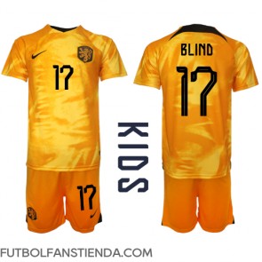 Países Bajos Daley Blind #17 Primera Equipación Niños Mundial 2022 Manga Corta (+ Pantalones cortos)